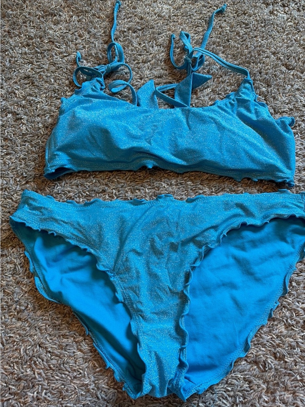 No Boundaries Teal Blue Shimmer Bikini Set